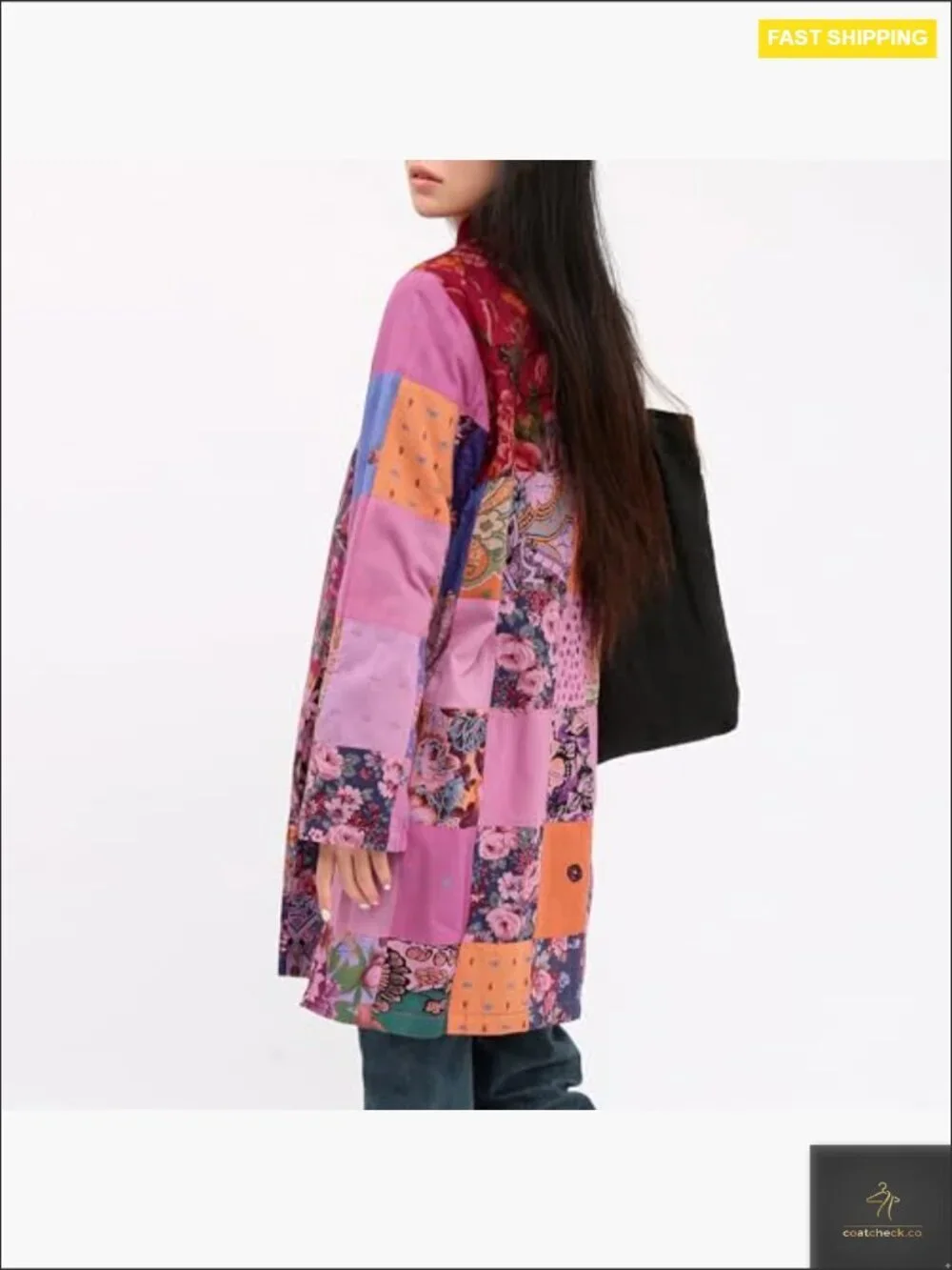 Patchwork Jacket Boho Floral Lightweight Spring Fall Coat Artistic Vintage